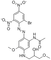 CAS 登录号：35074-30-7， N-[2-[(2-溴-4,6-二硝基苯基)偶氮]-5-[(2-羟基-3-甲氧基丙基)氨基]-4-甲氧基苯基]-乙酰胺
