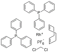 CAS 登录号:35238-97-2, (1,5-环辛二烯)二(三苯基膦)铑(I)六氟磷酸盐二氯甲烷络合物(1:1)