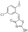 CAS 登录号：352700-55-1， (5E)-5-(5-氯-2-甲氧基苄亚基)-2-硫基-1,3-噻唑-4(5H)-酮