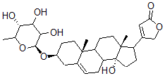 CAS 登录号：35536-76-6， 4-[(3S,10R,13R,14S)-14-羟基-10,13-二甲基-3-[(2S,5R)-3,4,5-三羟基-6-甲基四氢吡喃-2-基]氧基-1,2,3,4,7,8,9,11,12,15,16,17-十二氢环戊烯并[a]菲-17-基]-5H-呋喃-2-酮