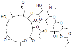 CAS#: 35775-82-7, [6-[4-Dimethylamino-5-Hydroxy-6-[[(14E)-13-Hydroxy-8-Methoxy-3,12-Dimethyl-5-Oxo-10-(2-Oxoethyl)-7-Propanoyloxy-4,17-Dioxabicyclo[14.1.0]Heptadec-14-En-9-Yl]Oxy]-2-Methyloxan-3-Yl]Oxy-4-Hydroxy-2,4-Dimethyloxan-3-Yl] Propanoate