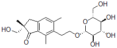 CAS 登录号：35910-15-7， (2S)-2-(羟基甲基)-2,5,7-三甲基-6-[2-[(2R,3R,4S,5S,6R)-3,4,5-三羟基-6-(羟基甲基)四氢吡喃-2-基]氧乙基]-3H-茚-1-酮