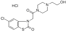 CAS 登录号：35941-71-0， 4-[(5-氯-2-氧代-2H-苯并噻唑-3-基)乙酰基]哌嗪-1-乙醇单盐酸盐