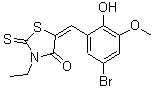 CAS 登录号：359899-47-1， (5E)-5-(5-溴-2-羟基-3-甲氧基苄亚基)-3-乙基-2-硫代-1,3-噻唑烷-4-酮