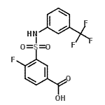 CAS 登录号：361157-20-2， 4-氟-3-{[3-(三氟甲基)苯基]氨基磺酰基}苯甲酸