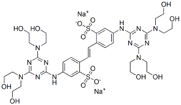 CAS 登录号：3654-78-2， 二钠5-[[4,6-二(二(2-羟基乙基)氨基)-1,3,5-三嗪-2-基]氨基]-2-[(E)-2-[4-[[4,6-二(二(2-羟基乙基)氨基)-1,3,5-三嗪-2-基]氨基]-2-磺酸苯基]乙烯基]苯磺酸盐
