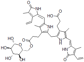 CAS 登录号：36570-68-0， 3-[5-[(Z)-(4-乙烯基-3-甲基-5-氧代吡咯-2-亚基)甲基]-2-[[5-[(E)-(3-乙烯基-4-甲基-5-氧代吡咯-2-亚基)甲基]-4-甲基-3-[3-氧代-3-[[(2R,3S,4S,5R,6R)-3,4,5,6-四羟基四氢吡喃-2-基]甲氧基]丙基]-1H-吡咯-2-基]甲基]-4-甲基-1H-吡咯-3-基]丙酸