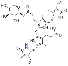 CAS#: 36570-69-1, 3-[5-[(E)-(3-Ethenyl-4-Methyl-5-Oxopyrrol-2-Ylidene)Methyl]-2-[[5-[(Z)-(4-Ethenyl-3-Methyl-5-Oxopyrrol-2-Ylidene)Methyl]-4-Methyl-3-[3-Oxo-3-[(2S,3R,4S,5R)-3,4,5-Trihydroxyoxan-2-Yl]Oxypropyl]-1H-Pyrrol-2-Yl]Methyl]-4-Methyl-1H-Pyrrol-3-Yl]Propanoic Acid