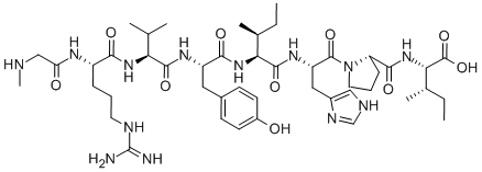 CAS 登录号：37827-06-8， 肌氨酰-精氨酰-缬氨酰-酪氨酰-异亮氨酰-组氨酰-脯氨酰-异亮氨酸