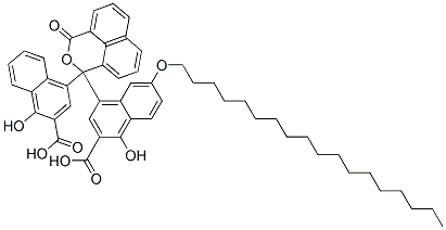 CAS#: 38122-81-5, 4-(1-(3-Carboxy-4-hydroxy-1-naphthyl)-3-oxo-1H,3H-naphtho(1,8-cd)pyran-1-yl)-1-hydroxy-6-(octadecyloxy)-2-naphthoic acid