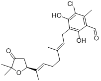CAS 登录号：38462-04-3， 5-氯-3-[(2E,6E)-7-[(2S)-5,5-二甲基-4-氧代四氢呋喃-2-基]-3-甲基辛-2,6-二烯基]-2,4-二羟基-6-甲基苯甲醛