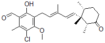 CAS#: 38561-40-9, 5-Chloro-2-Hydroxy-4-Methoxy-6-Methyl-3-[(2E,4E)-3-Methyl-5-[(1R,2R,6R)-1,2,6-Trimethyl-3-Oxocyclohexyl]Penta-2,4-Dienyl]Benzaldehyde