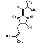 CAS 登录号：38602-14-1， (2E)-4-羟基-2-(1-羟基-2-甲基丙亚基)-5-(3-甲基-2-丁烯-1-基)-1,3-环戊烷二酮