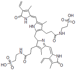 CAS#: 39084-19-0, 2-[3-[5-[(E)-(3-Ethenyl-4-Methyl-5-Oxopyrrol-2-Ylidene)Methyl]-2-[[5-[(E)-(4-Ethenyl-3-Methyl-5-Oxopyrrol-2-Ylidene)Methyl]-4-Methyl-3-[3-Oxo-3-(2-Sulfoethylamino)Propyl]-1H-Pyrrol-2-Yl]Methyl]-4-Methyl-2H-Pyrrol-3-Yl]Propanoylamino]Ethanesulfonic Acid