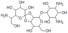 CAS#: 39471-55-1, 6'-(1-Amino-2-Hydroxyethyl)-4-(3,5-Diamino-2,4,6-Trihydroxycyclohexyl)Oxy-6-(Hydroxymethyl)Spiro[4,6,7,7a-Tetrahydro-3aH-[1,3]Dioxolo[4,5-d]Pyran-2,2'-Oxane]-3',4',5',7-Tetrol