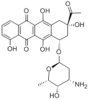 CAS 登录号：39472-31-6， (7S,9S)-9-乙酰基-7-[(4S,5S,6S)-4-氨基-5-羟基-6-甲基四氢吡喃-2-基]氧基-4,6,9,11-四羟基-8,10-二氢-7H-并四苯-5,12-二酮盐酸盐