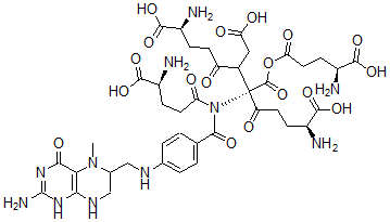 CAS 登录号：39555-46-9， 5-甲基四氢蝶酰五谷氨酸酯
