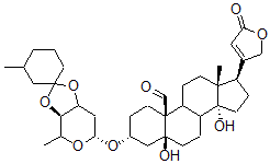 CAS 登录号：40279-45-6， 3b-[[3-O,4-O-(3-甲基环己亚基)-2,6-二脱氧-beta-D-核-己糖吡喃糖苷]氧基]-5,14-二羟基-19-氧代-5b-心甾-20(22)-烯内酯