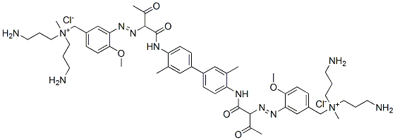 CAS#: 40948-42-3, 3,3'-[(3,3'-Dimethyl[1,1'-Biphenyl]-4,4'-Diyl)Bis[Imino(1-Acetyl-2-Oxoethane-1,2-Diyl)Azo]]Bis[Bis(3-Aminopropyl)(4-Methoxybenzyl)Methylammonium] Dichloride