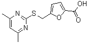CAS 登录号：438622-94-7， 5-{[(4,6-二甲基-2-嘧啶基)硫基]甲基}-2-糠酸