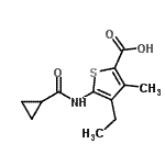 CAS 登录号：477567-25-2， 5-[(环丙基羰基)氨基]-4-乙基-3-甲基-2-噻吩羧酸