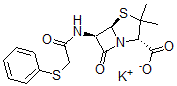 CAS 登录号：4803-45-6， 6a-[[(苯基硫代)乙酰基]氨基]青霉烷酸钾盐