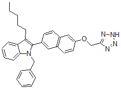 CAS 登录号：481631-45-2， 1-苄基-3-戊基-2-(6-(1H-四唑-5-基甲氧基)萘-2-基)-1H-吲哚