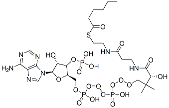 CAS#: 5060-32-2, [(2R,3R,4R,5R)-5-(6-Aminopurin-9-Yl)-2-[[[[3-[2-(2-Hexanoylsulfanylethylcarbamoyl)Ethylcarbamoyl]-3-Hydroxy-2,2-Dimethyl-Propoxy]-Hydroxy-Phosphoryl]Oxy-Hydroxy-Phosphoryl]Oxymethyl]-4-Hydroxy-Oxolan-3-Yl]Oxyphosphonic Acid