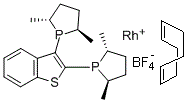 CAS 登录号：511543-00-3， (R,R,R,R)-2,3-二(2,5-二甲基-磷杂环戊基)苯并[b]噻吩环辛二烯铑(I)四氟硼酸络合物