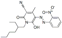 CAS 登录号：51249-07-1， 1-(2-乙基己基)-1,2-二氢-6-羟基-4-甲基-5-[(2-硝基苯基)偶氮]-2-氧代烟腈