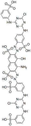 CAS 登录号：51357-74-5， 4-氨基-3,6-二[[4-[[4-氯-6-[(3-磺基苯基)氨基]-1,3,5-三嗪-2-基]氨基]-2-磺基苯基]偶氮]-5-羟基萘-2,7-二磺酸