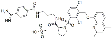 CAS 登录号：515880-69-0， (2S)-N-[3-[[4-(氨基亚胺甲基)苯甲酰基]氨基]丙基]-1-[[2,4-二氯-3-[[(2,4-二甲基-8-喹啉基)氧基]甲基]苯基]磺酰基]-2-吡咯烷甲酰胺单甲烷磺酸盐