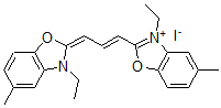 CAS 登录号：52078-67-8， (2Z)-3-乙基-2-[(E)-3-(3-乙基-5-甲基-苯并恶唑-2-基)丙-2-烯亚基]-5-甲基-苯并恶唑碘化物