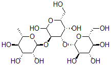 CAS 登录号：528-40-5， 2-O-(6-脱氧-alpha-L-甘露糖基)-3-O-(beta-D-吡喃葡萄糖基)-D-半乳糖