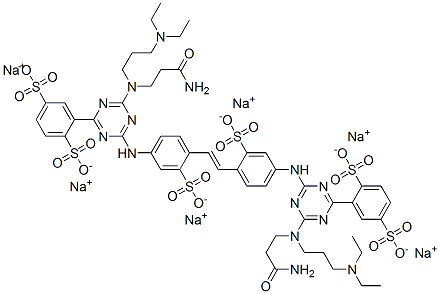 CAS#: 53499-88-0, 2,2'-[1,2-Ethenediylbis[(3-Sulfo-4,1-Phenylene)Imino[6-[(3-Amino-3-Oxopropyl)[3-(Diethylamino)Propyl]Amino]-1,3,5-Triazine-4,2-Diyl]]]Bis[1,4-Benzenedisulfonic Acid]Hexasodium Salt