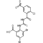 CAS 登录号：535978-08-6， 3,5-二溴-2-{[(2-氯-5-硝基苯甲酰)硫代氨基甲酰]氨基}苯甲酸