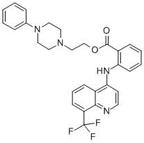 CAS 登录号：55300-49-7， N-(8-三氟甲基-4-喹啉基)邻氨基苯甲酸2-(4-苯基-1-哌嗪基)乙酯