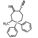 CAS 登录号：56437-94-6， (5E)-5-亚氨基-7-甲基-1,1-二苯基-4-硅杂环辛烷甲腈