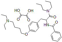 CAS 登录号：57227-20-0， (+-)-alpha-(苯甲酰基氨基)-4-(4-(二乙基氨基)丁氧基)-N,N-二丙基氢化肉桂酰胺草酸盐