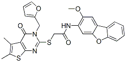 CAS#: 577699-47-9, 2-[[3-(Furan-2-Ylmethyl)-3,4-Dihydro-5,6-Dimethyl-4-Oxothieno[2,3-d]Pyrimidin-2-Yl]Thio]-N-(2-Methoxy-3-Dibenzofuranyl)-Acetamide