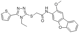 CAS 登录号：577986-57-3， 2-[[4-乙基-5-(2-噻吩基)-4H-1,2,4-三唑-3-基]硫代]-N-(2-甲氧基-3-二苯并呋喃基)-乙酰胺