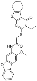 CAS#: 578701-26-5, 2-[(3-Ethyl-3,4,5,6,7,8-Hexahydro-4-Oxo[1]Benzothieno[2,3-d]Pyrimidin-2-Yl)Thio]-N-(2-Methoxy-3-Dibenzofuranyl)-Acetamide