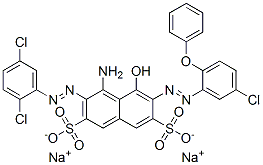 CAS 登录号：5850-33-9， 4-氨基-3-[(2,5-二氯苯基)偶氮]-5-羟基-6-[(5-氯-2-苯氧基苯基)偶氮]萘-2,7-二磺酸二钠盐