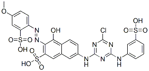 CAS 登录号：59641-46-2， 7-[[4-氯-6-[(3-磺基苯基)氨基]-1,3,5-三嗪-2-基]氨基]-4-羟基-3-[(4-甲氧基-2-磺基苯基)偶氮]萘-2-磺酸