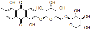 CAS 登录号：60450-21-7， 桑酮-6-O-beta-D-茜黄樱草糖甙