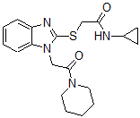 CAS 登录号：606109-92-6， N-环丙基-2-[[1-[2-氧代-2-(哌啶-1-基)乙基]-1H-苯并[d]咪唑-2-基]硫代]-乙酰胺
