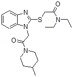 CAS#: 606110-00-3, N,N-Diethyl-2-[[1-[2-(4-Methyl-Piperidin-1-Yl)-2-Oxoethyl]-1H-Benzo[d]Imidazol-2-Yl]Thio]-Acetamide