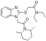 CAS 登录号：606110-25-2， 2-[[1-[2-(2,6-二甲基-哌啶-1-基)-2-氧代乙基]-1H-苯并[d]咪唑-2-基]硫代]-N,N-二乙基-乙酰胺
