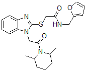 CAS 登录号：606110-41-2， 2-[[1-[2-(2,6-二甲基-哌啶-1-基)-2-氧代乙基]-1H-苯并[d]咪唑-2-基]硫代]-N-(呋喃-2-基甲基)-乙酰胺