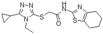 CAS 登录号：606111-13-1， 2-[(5-环丙基-4-乙基-4H-1,2,4-三唑-3-基)硫代]-N-(4,5,6,7-四氢-2-苯并噻唑基)-乙酰胺